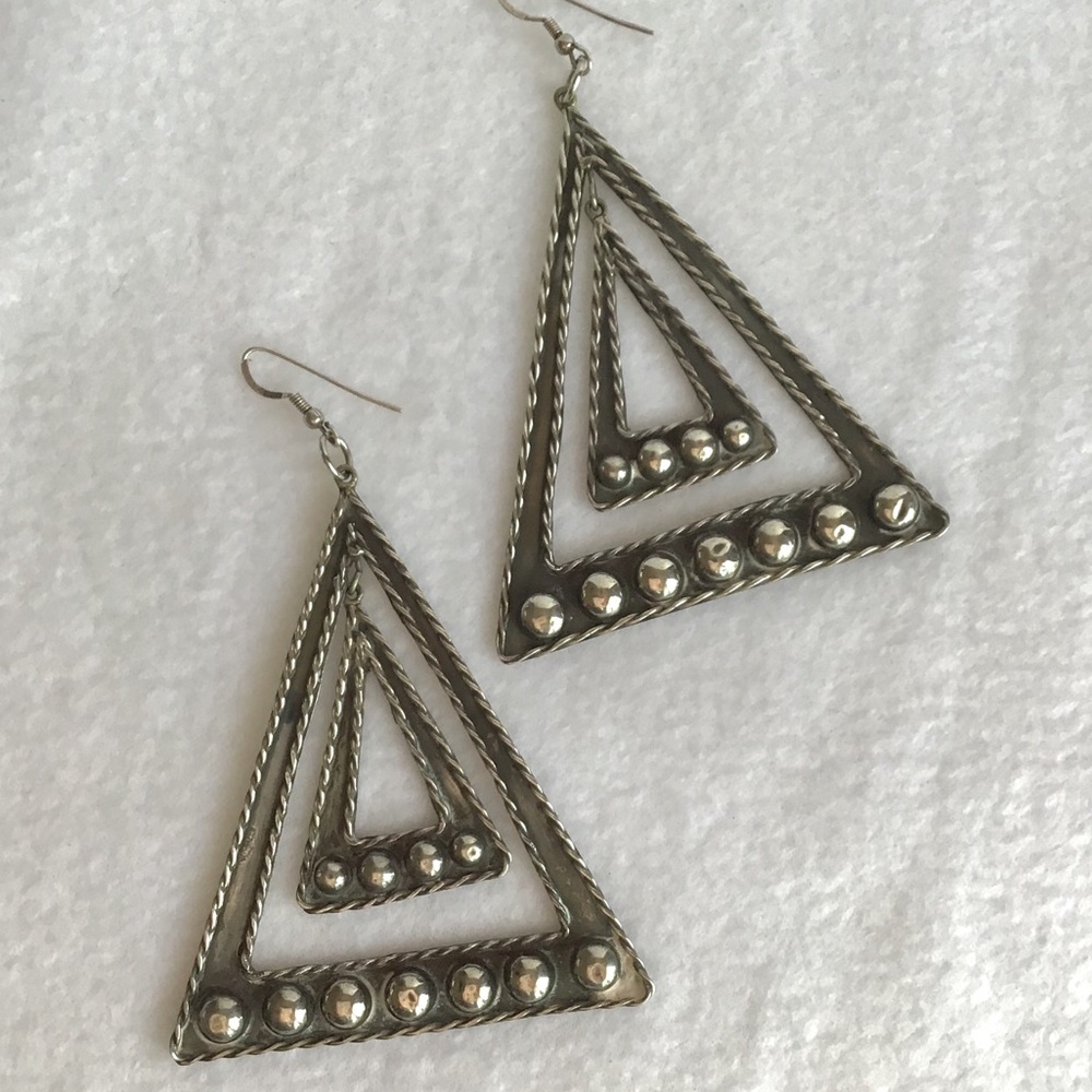 Vintage Sterling Silver 925 Dangle Earrings-Mexico